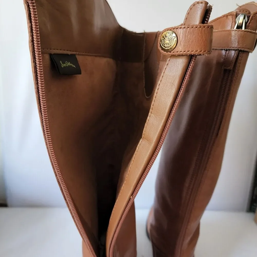 Sam Edelman Penny tall Riding Brown Boots Whiskey British tan size 6 M